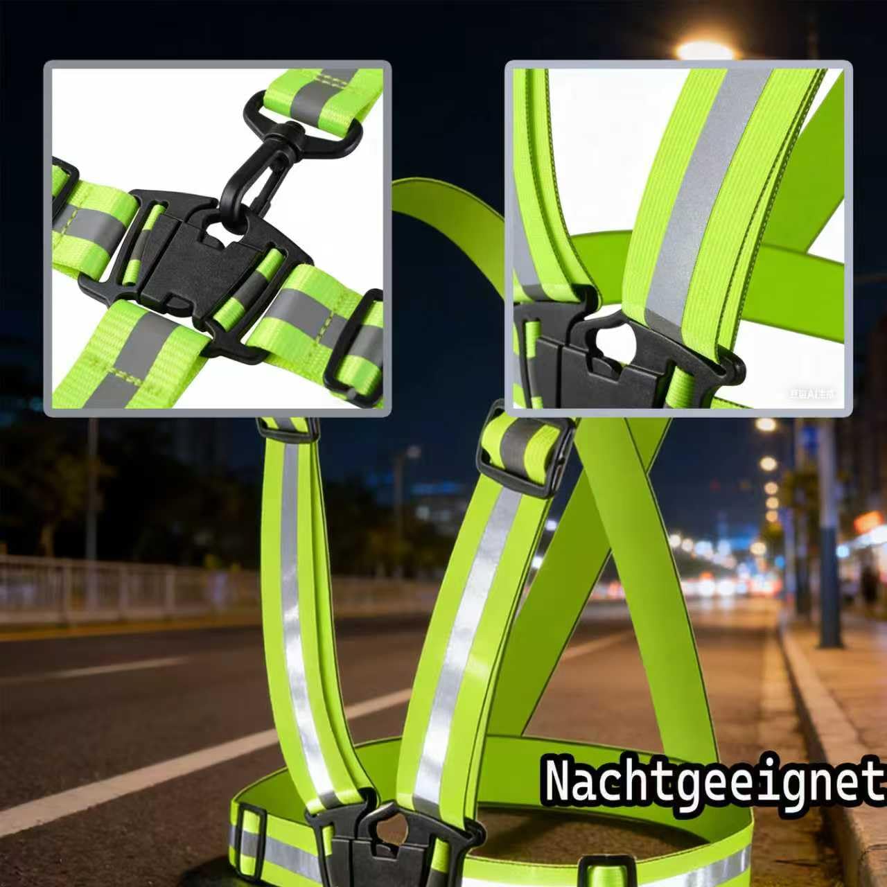 Warnweste Fahrrad 3er Set, Reflektierende Sicherheitsweste Verstellbar | 3 verstellbare Warnwesten mit Reflektorbändern für 360° Sichtbarkeit beim Radfahren, Laufen und Outdoor-Aktivitäten