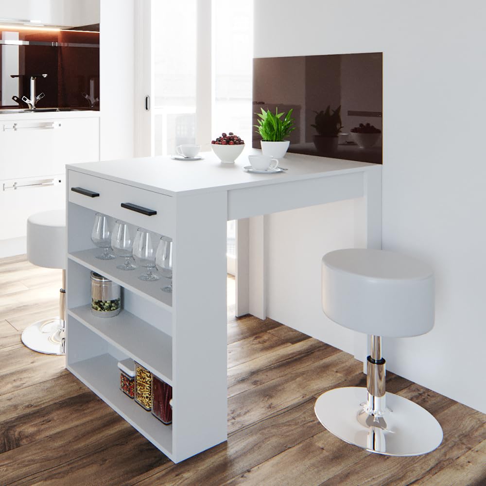 SoBuy Bartafel FWT84-PF SoBuy Bar Tafel Met 3 Planken – Industriële Stijl, 115x50x107 Cm, Geschikt Voor Keuken Of Woonkamer Hoge Bartafel Met Planken
