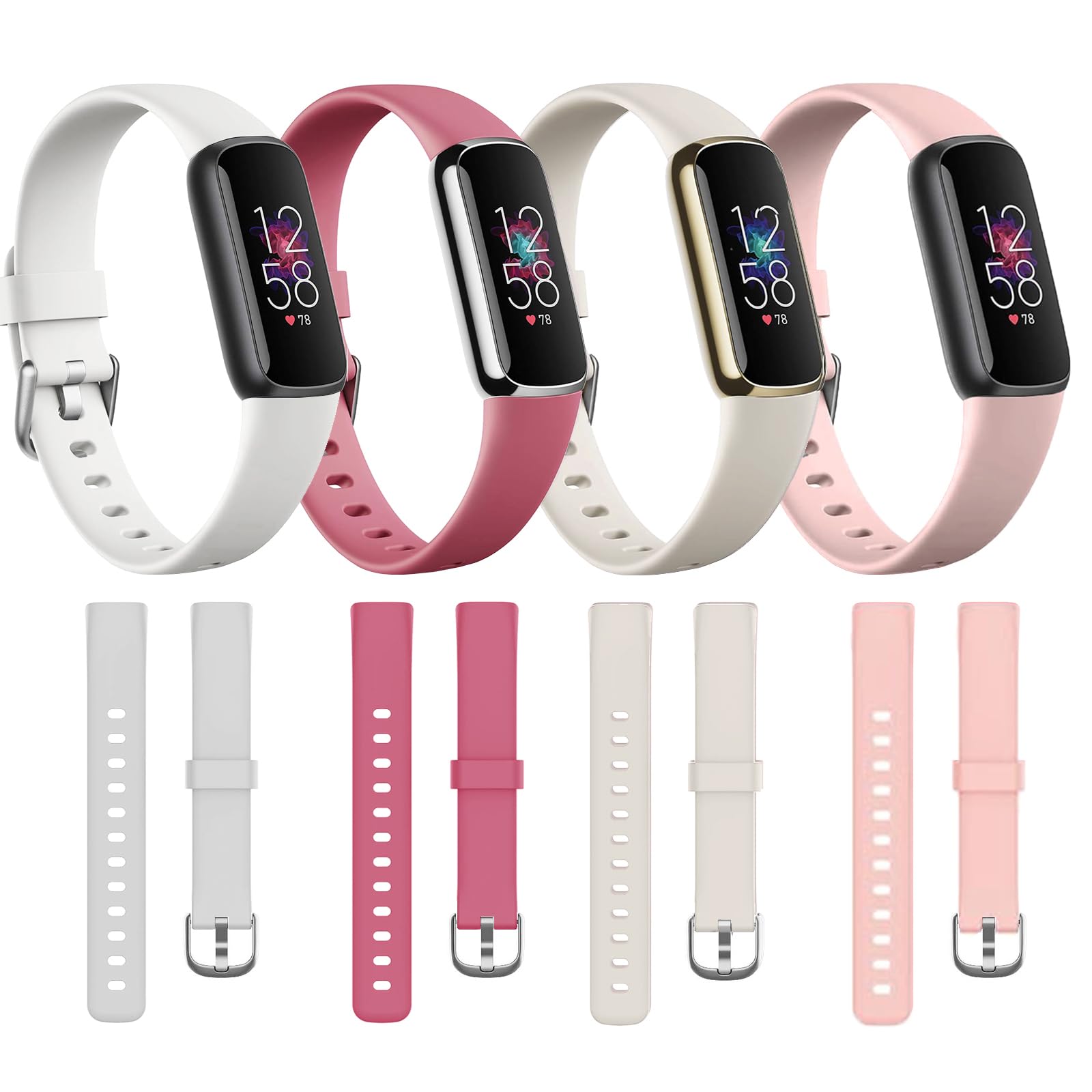 Bands Compatible with Fitbit Luxe - Adjustable Silicone Sport Replacement Bands for Women & Men - Flexible Watch Strap Wristbands - Waterproof Watch Strap