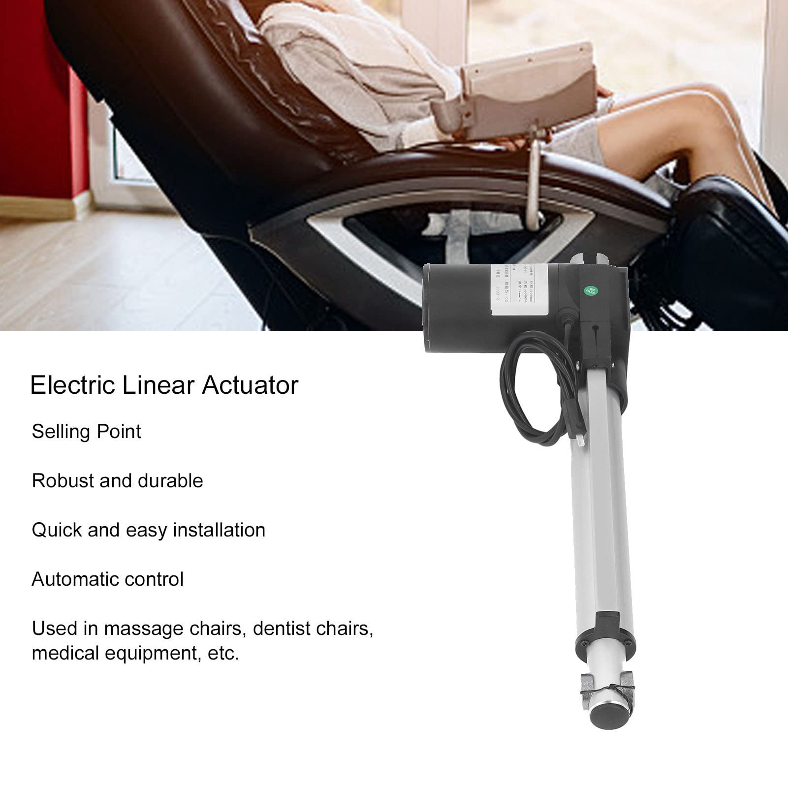 Attuatore Lineare Elettrico, 6000N/1320LBS Attuatori Motore Elettrico Corsa 200mm, per Poltrona Reclinabile TV Lettino da Massaggio Divano Elettrico (24V)