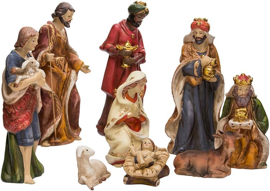 KROGER Porcelain Nativity Figure Tablepiece Set of 9