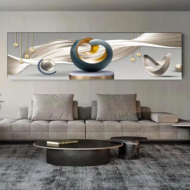 Affiche sur toile moderne motif lignes abstraites 50x150cm
