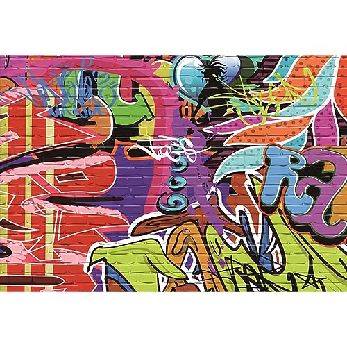 YongFoto 10x8ft Vinyl Photography Backdrop Graffiti Background Brick Wall Graffiti Artwork Background for Photography Portrait Photo Props Party Decor Studio Photo Booth Backdrop 10x8ft
