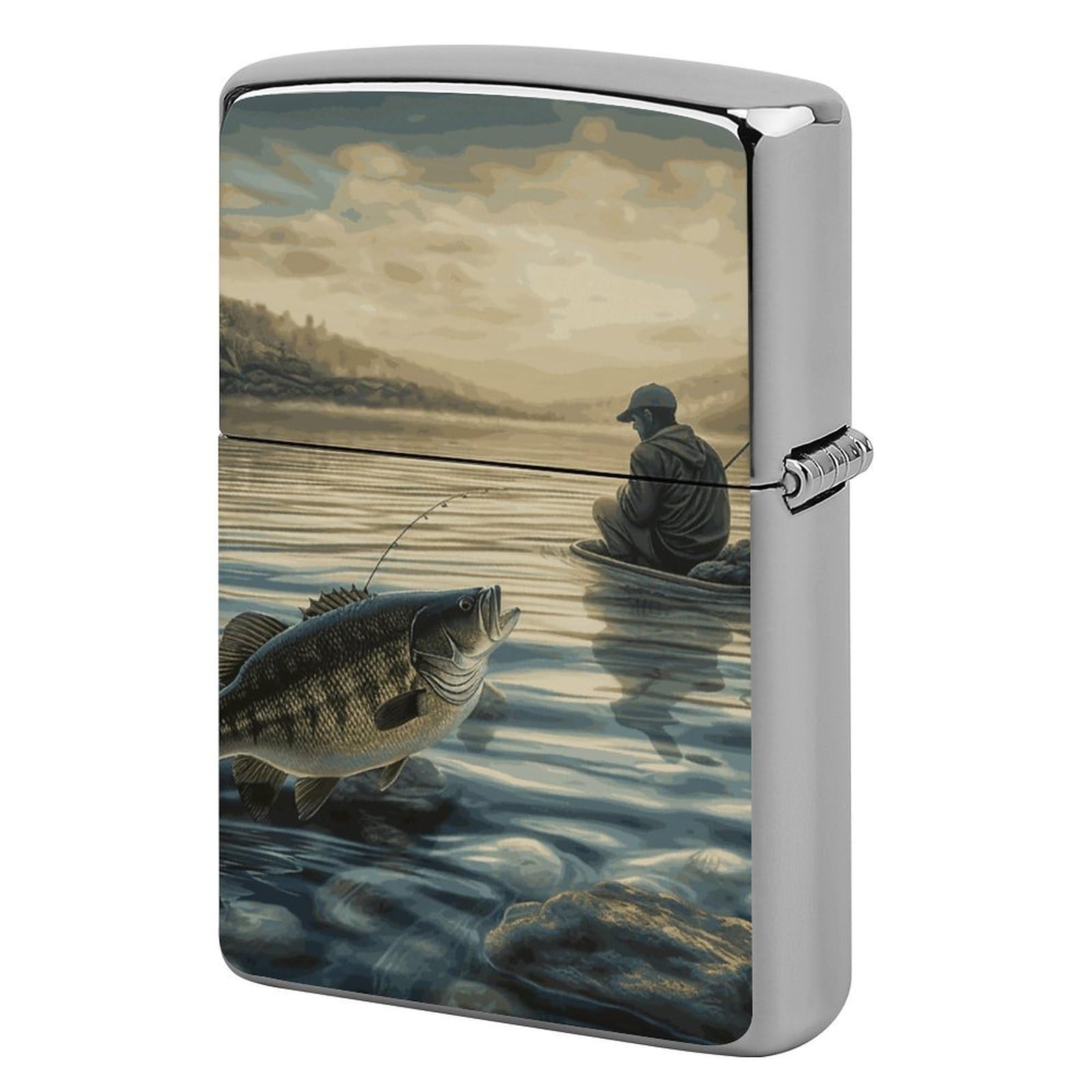 Lake Fish Fishing Lighter Case for Men, Personalized Lighter Cover for Valentine's Day Gifts, Flip-Top Lighters Shell for Outdoor, Portable Lighters Protective Sleeve