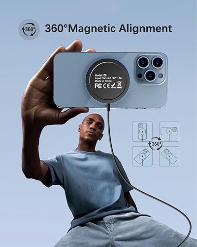 Miniatura 6 de Cargador magnético inalámbrico Apple MagSafe para iPhone 15141312 Series, AirPods - Almohadilla de carga LED con puertos duales