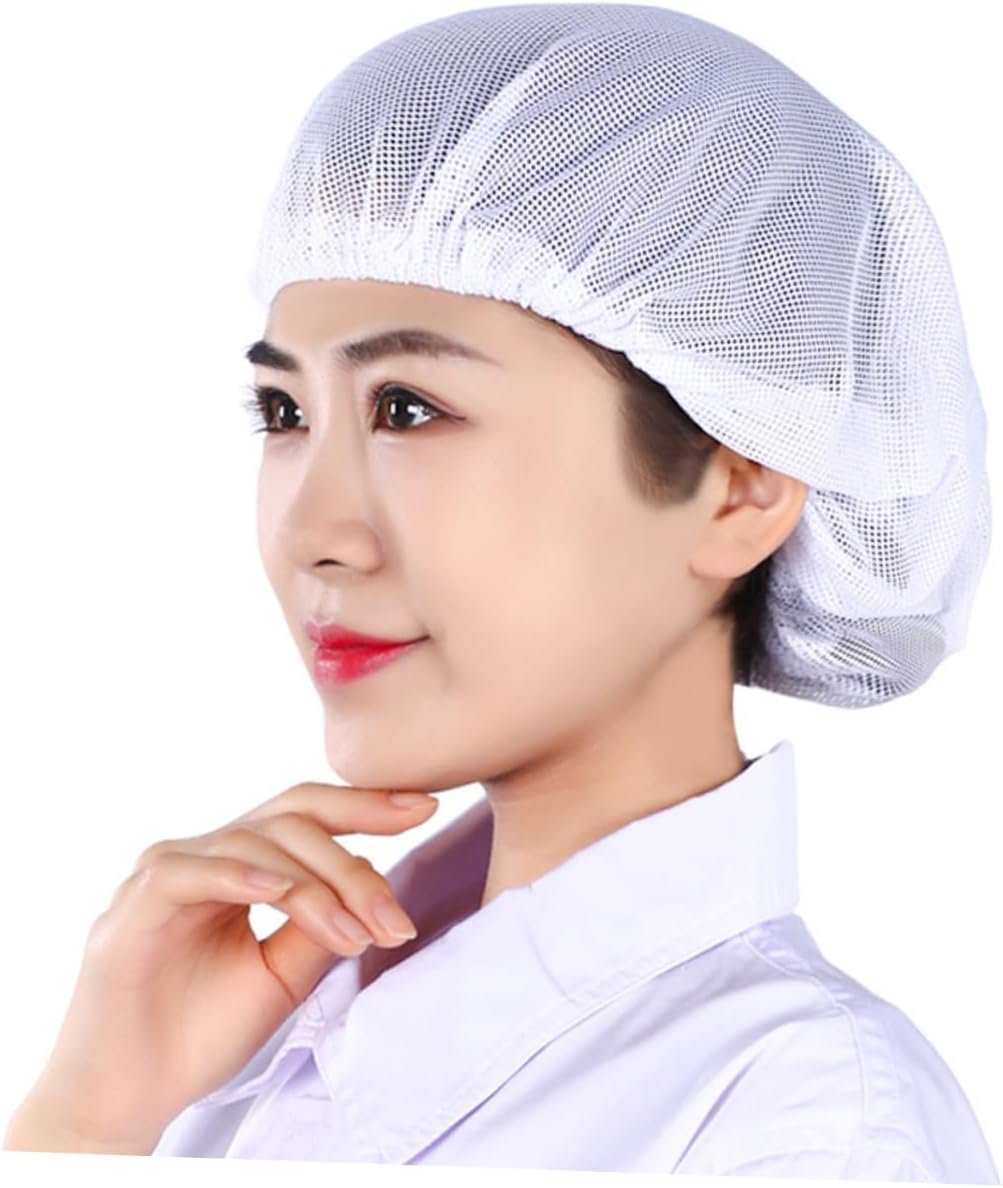 4pcs Breathable Cotton Mesh Cap No Sweat Hat Liner for Hair Bun Net Elastic Kitchen Head Cover for Men Women Reusable Food Service Worker Hair Nets