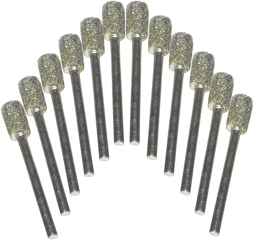 Luo ke 12 Pcs Diamond Burr, 1/8 Inch Shank Diamond Grinding Bits For Dremel Rotary Tool (Cylinder Head)