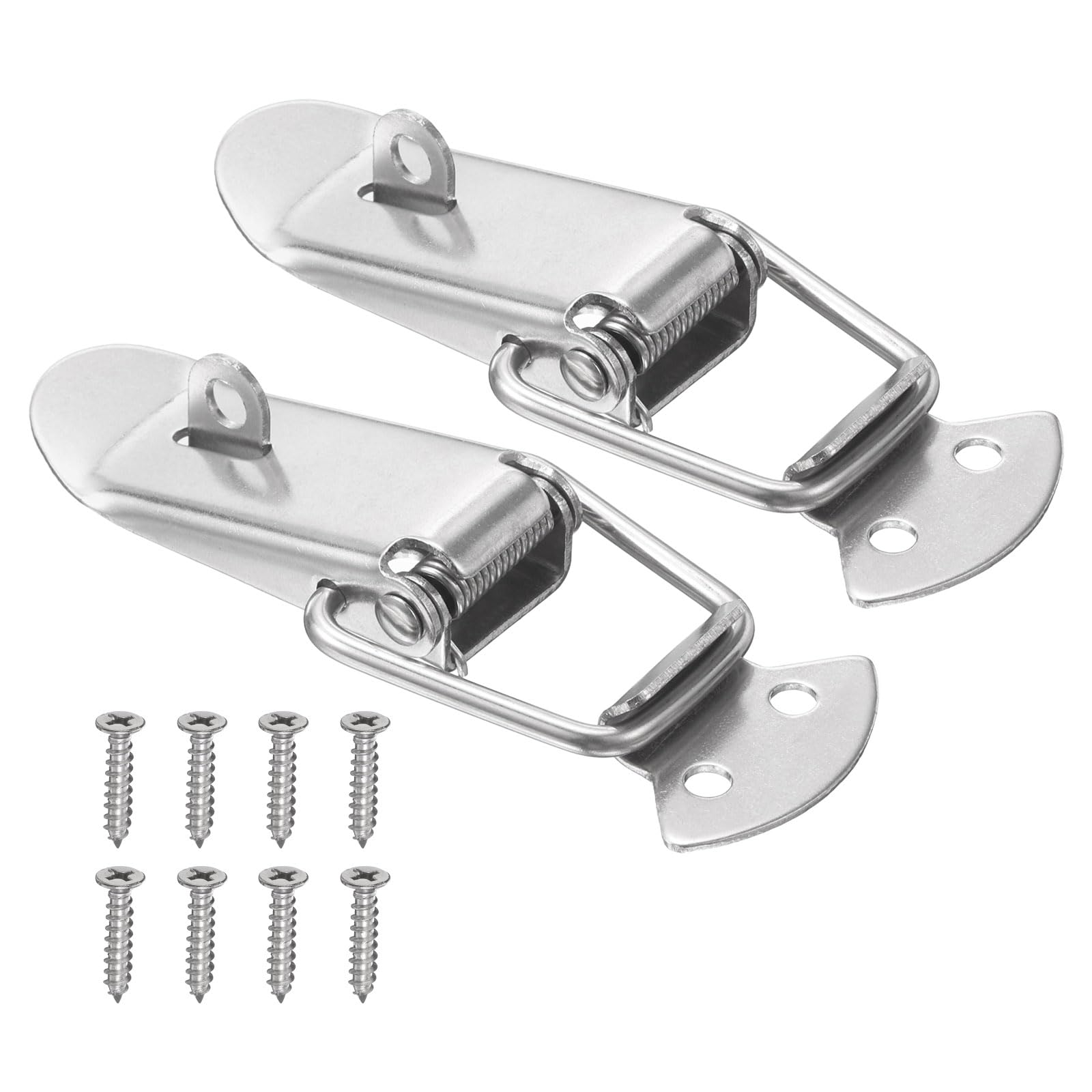 PATIKIL 2 Pcs Stainless Steel Spring Loaded Toggle Latch, 75mm/3" Tool Box Catch Hasp Clamp Lock with Mounting Hole and Screws for Cabinet Door Barn Wooden Case Chest