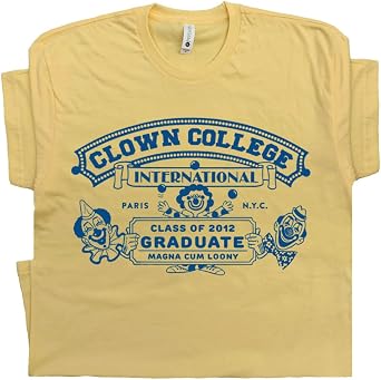 Clown College T Shirt Funny Circus Clown Graphic Tee for Men Women Boys