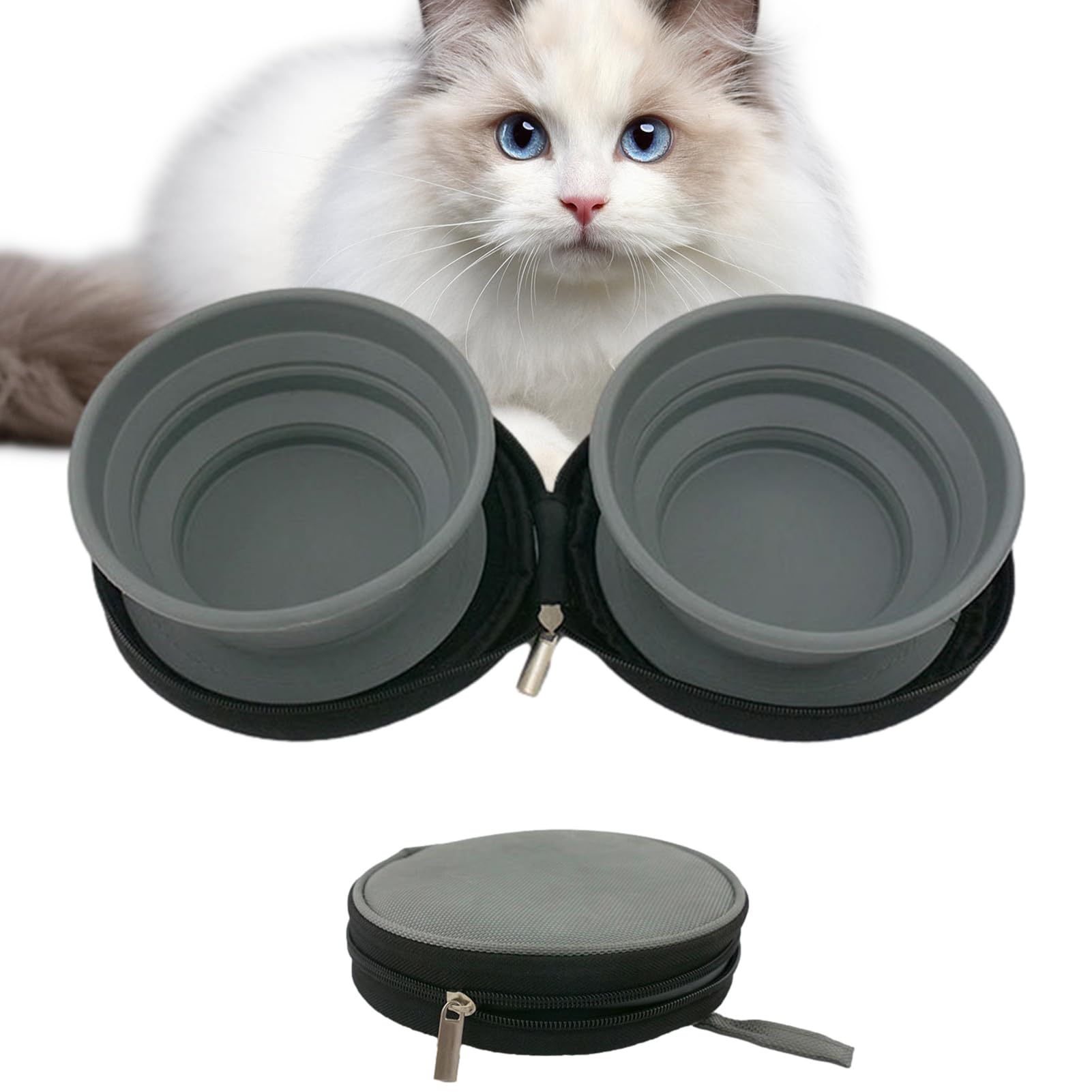 Ciotola pieghevole per cani, ciotola portatile per cibo per cani, accessori per animali domestici, ciotole rotonde per campeggio, adatta per esterni, viaggi, uso interno