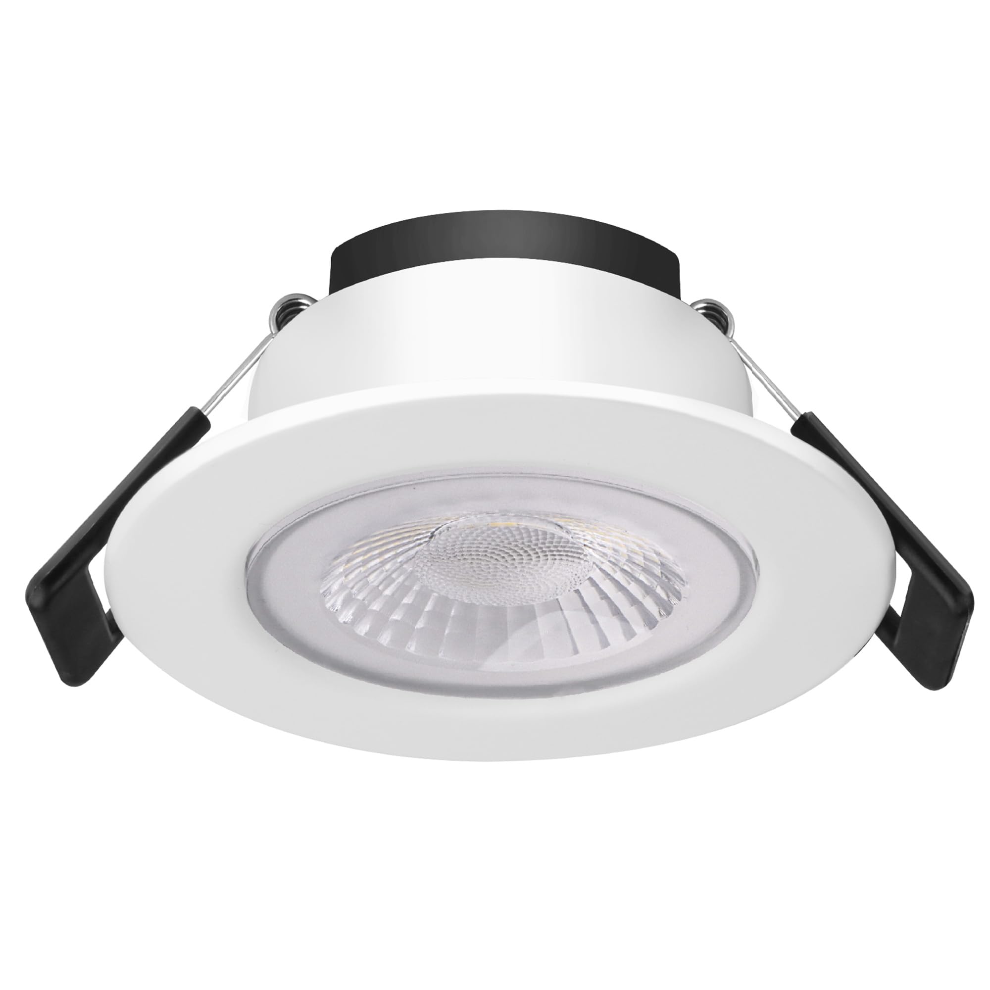 Bright Source Core LED Recessed Downlight, TRIAC Dimmable, 8W, 960lm, 4000K Cool White, IP65 Rated with Bezel, Fire Rated, 55mm Cutout