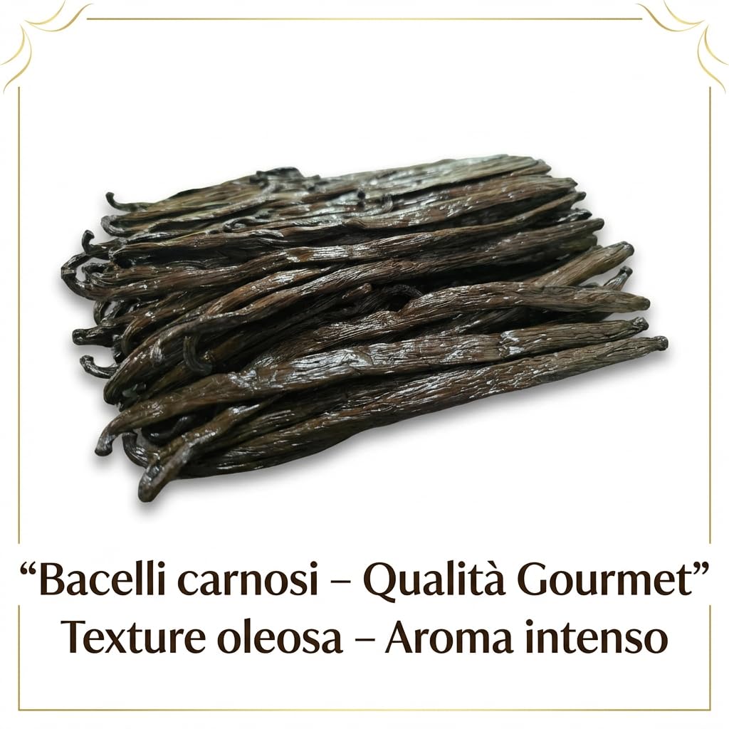 Frutteo - 20 Baccelli di Vaniglia Bourbon XL del Madagascar 16/cm, Qualità Gourmet, Carnosi e Profumati + 1 Baccelli Omaggio, Ideali per Dolci, Gelati, Creme e Ricette Raffinate