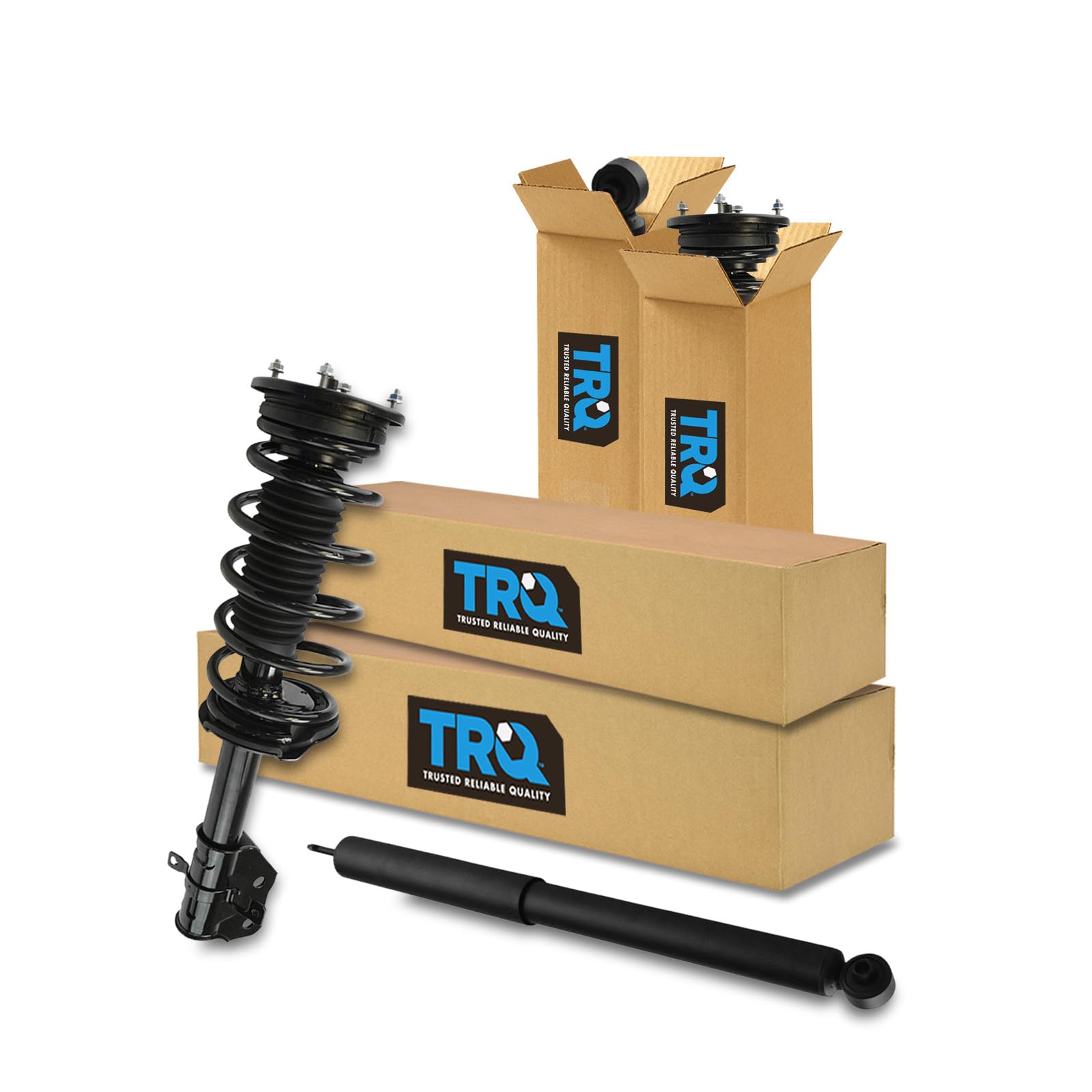 TRQ Front and Rear Complete Strut Assembly &amp; Shock Absorber Kit Complete Strut &amp; Coil Spring Assembly Compatible with 2007-2010 Ford Edge Lincoln MKX