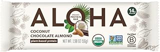 ALOHA Organic Plant Based Protein Bars - Coconut Chocolate Almond - 1.98 oz Bars - Vegan, Low Sugar, Gluten Free, Paleo, Low Carb, Non-GMO, Stevia Free, Soy Free, No Sugar Alcohols