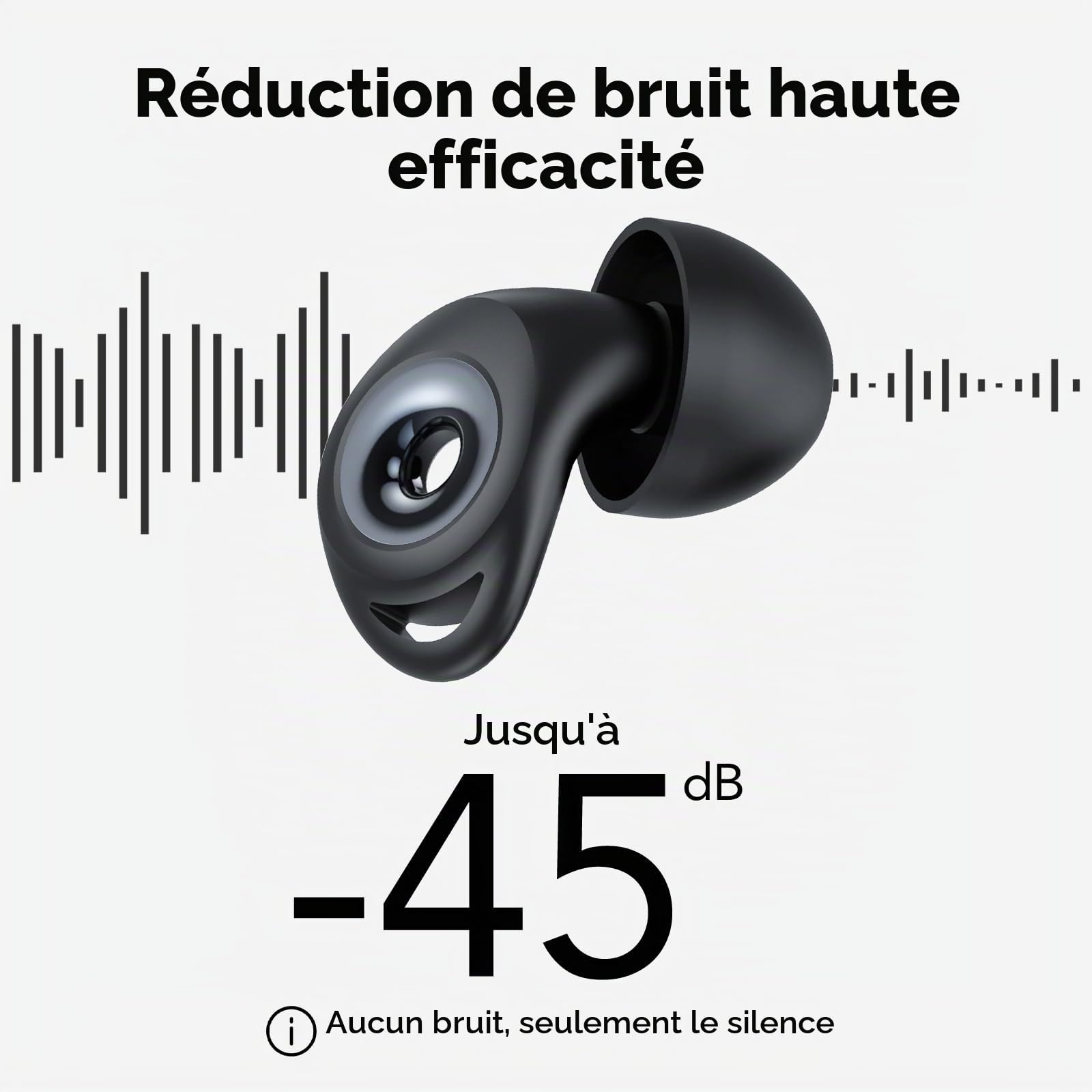 Bouchon D'oreille Pour Dormir, Anti-Bruit 45 dB, 4 Tailles (XS/S/M/L) | Bouchons Réutilisables en Silicone Souple et Ergonomiques, Adaptés Pour Dormir/Voyager/Se Concentrer/Concert