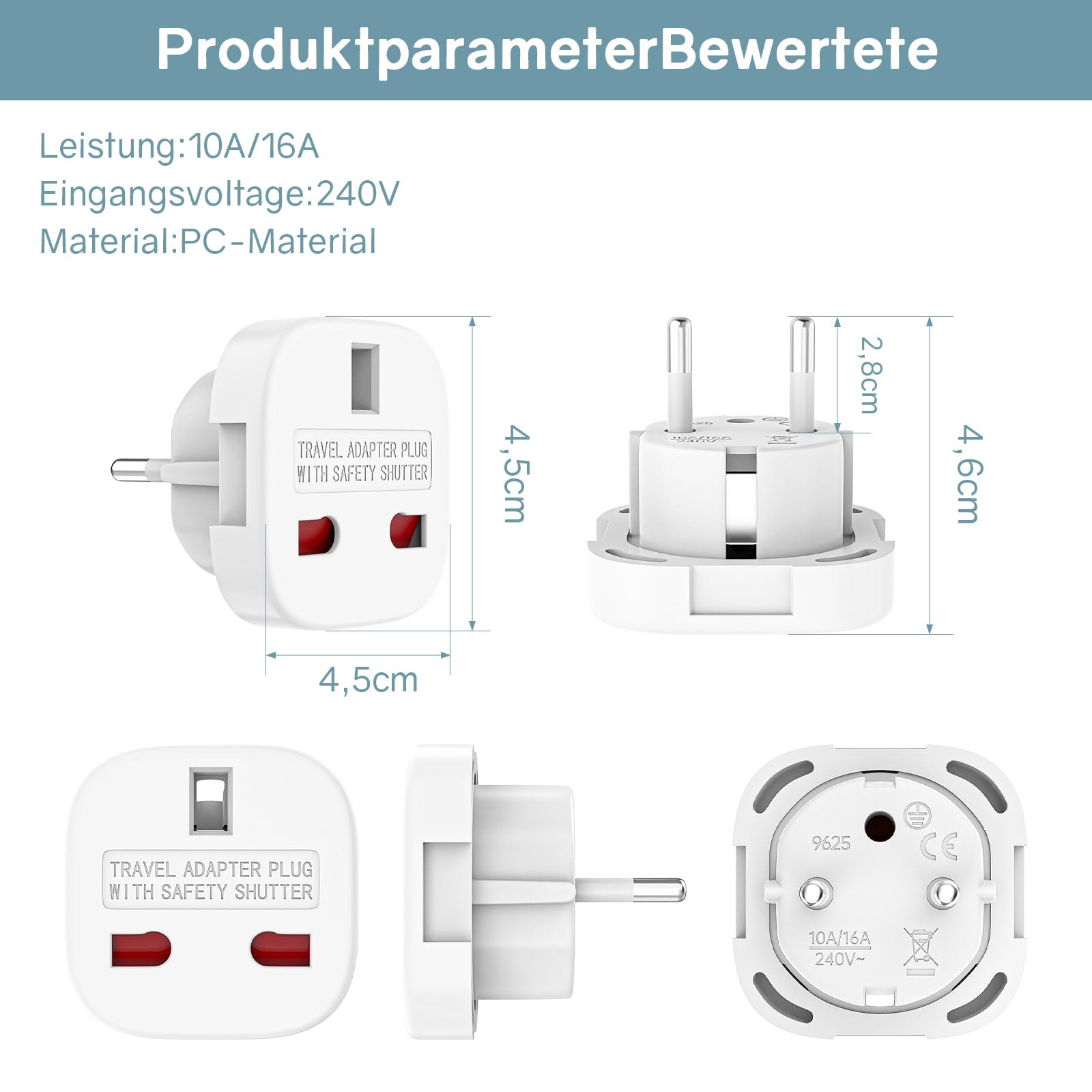 VIEVRE adapter wtyczkowy z Anglii - adapter UK na UE, Niemcy Anglia Wtyczka