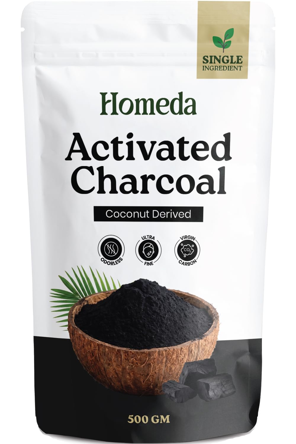 Activated Charcoal Powder (500g) Coconot Shell Charcoal for Teeth Whitening, Face pack, Hair, Soap Making - Food Grade, Vegan & Chemical-Free
