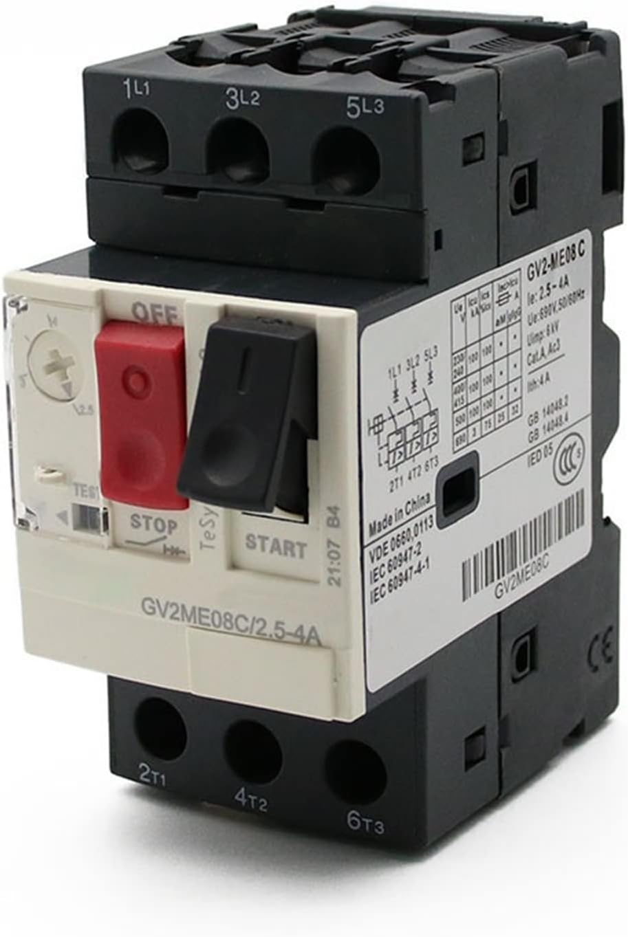 Motor Starter GV2ME Series Motor Protector Motor Circuit Breaker Push Button 3P Thermal Magnetic Type Motor Breaker MPCB(GV2-ME02C)