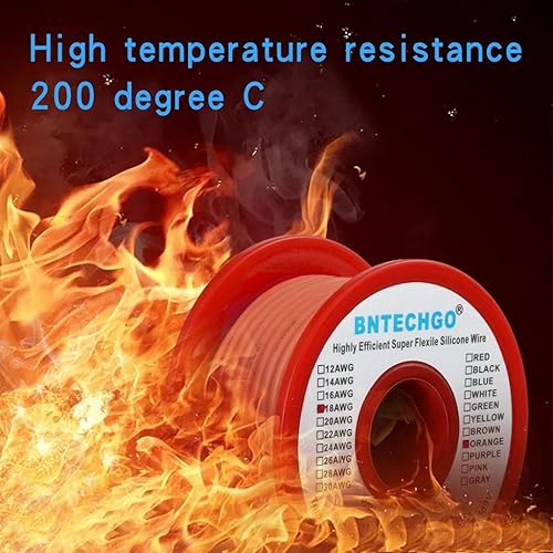 Vista 88 de Bntechgo 18 alambres de silicona suave y flexible, silicona resistente a altas temperaturas, altamente eficiente 18 AWG calibre, 150 hilos
