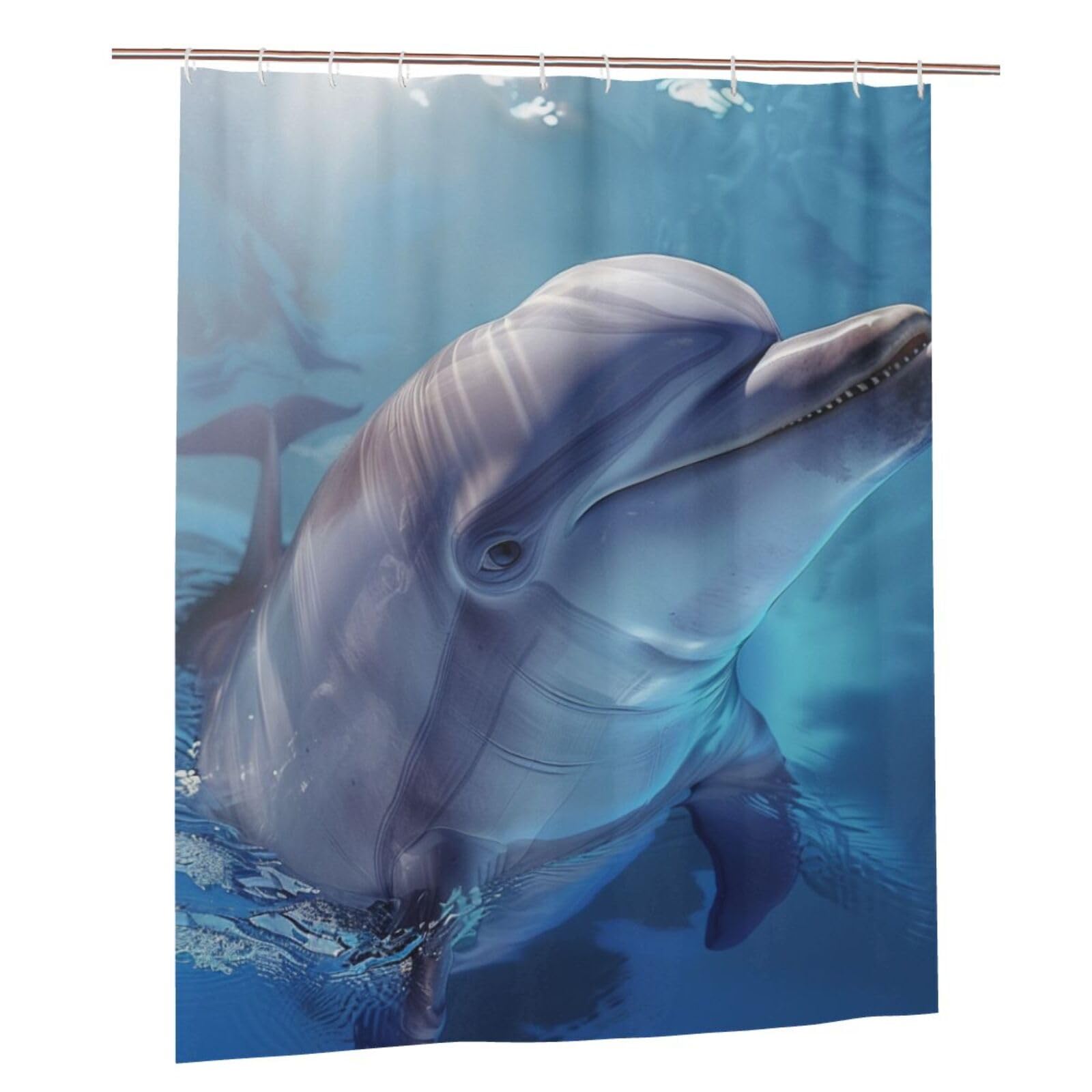 BWWHCCTI winter the dolphin Printed Shower Curtain With 12 Plastic Hooks Opaque Quick Drying Waterproof Shower Curtains Sets For Bathroom 152x183 Cm