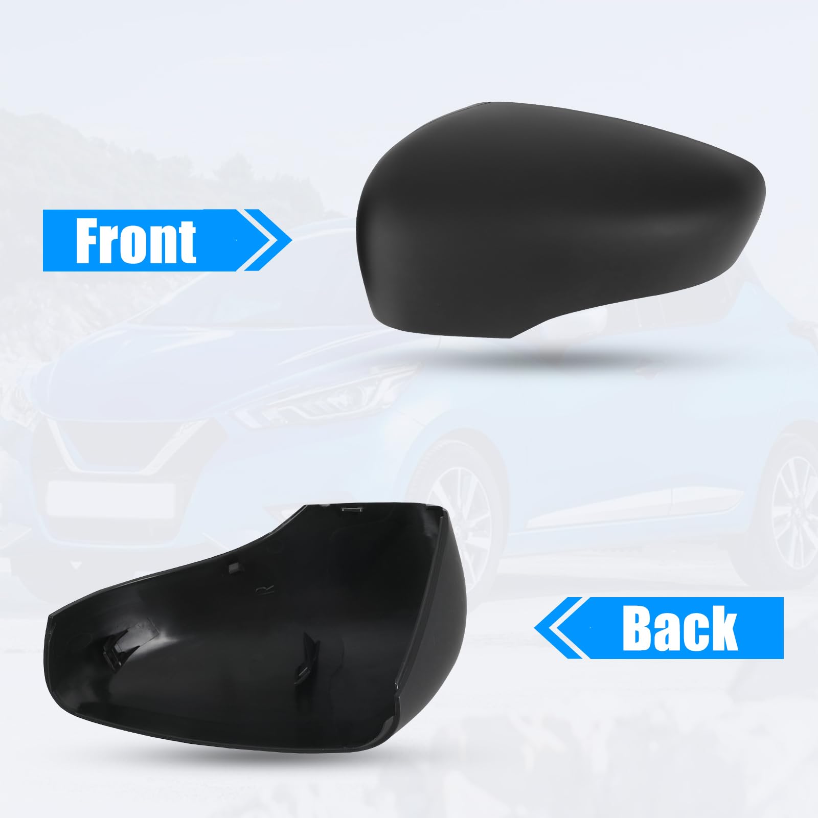 Spiegelabdeckungen Ersatz für Renault Clio 4 2012-2016, Capture First Generation J87 2013-2019, Zoe 2012-2024, Auto Außenspiegelkappe Rückspiegelkappe Links & Rechts, 963732631R 963732631 Mattschwarz