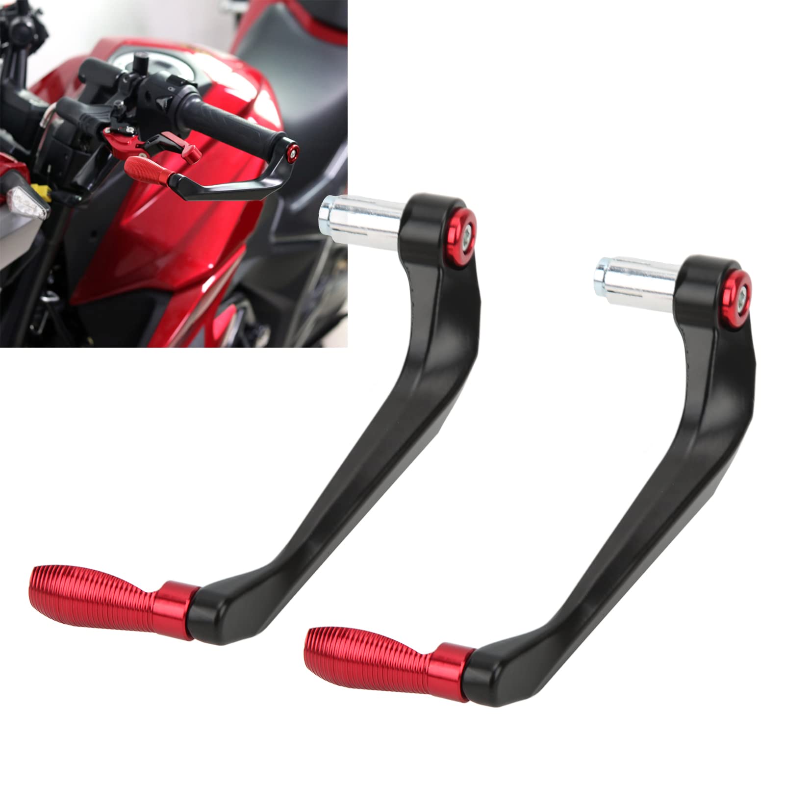 Protezione Leve Moto in Lega di Alluminio 2 Pezzi Set Manubrio Freno Frizione per Mountain Bike (Rosso)