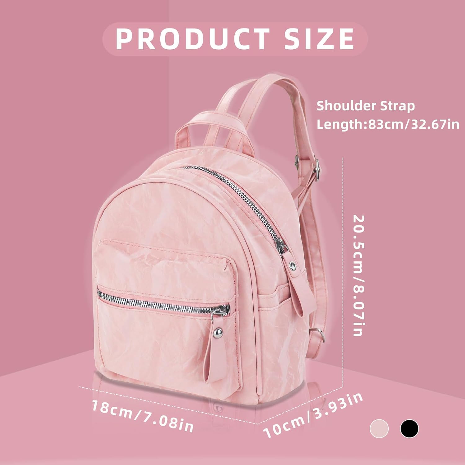 Mini Backpacks, PU Leather Ladies Backpack Small Backpack for Women, Cute Small Backpacks (pink) - Image 2
