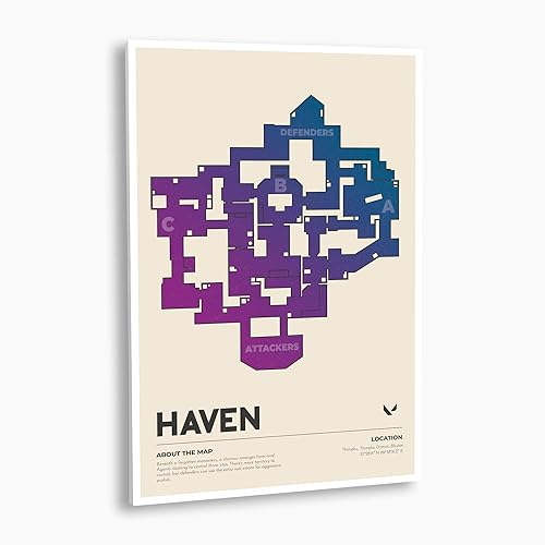 Miniatura 3 de Haven Map Poster, Unframed, Premium Photo Paper - Perfect Decor for Gamers (8"x10", Red)