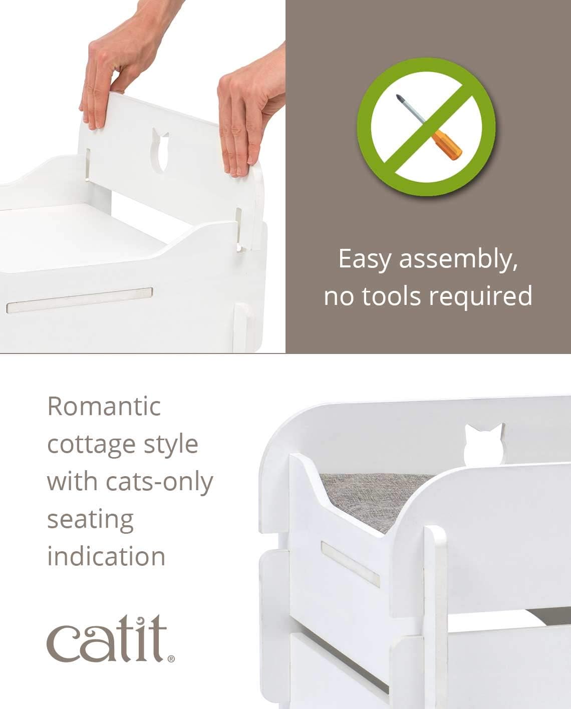 Catit Vesper Cottage Cat Tree Hideout, White, 52111