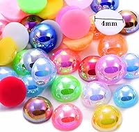 Vista 5 de 1500 piezas de cuentas de media perla de 4 mm, color AB negro, cuentas de perlas planas para manualidades, cuentas de plástico redondas, cuentas