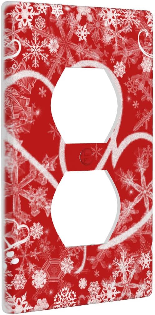 Red Sweet Hearts Single Duplex Wall Plate, Valentine's Day Love Floral Outlet Cover, Decorative Electrical Receptacle Switchplate for Romantic Home Decor