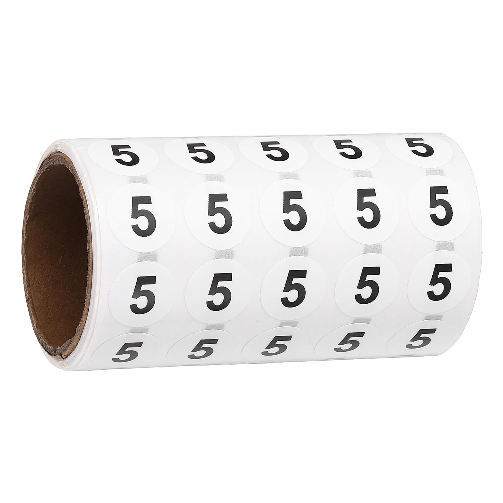 PATIKIL 1000pcs 0.6" Number Stickers, Number 5 Sticker Numbers Labels Round Small Vinyl Self Adhesive Label Circle Decals 1 Roll Dots for Photo Album Poster Organize Inventory, Black — image 1