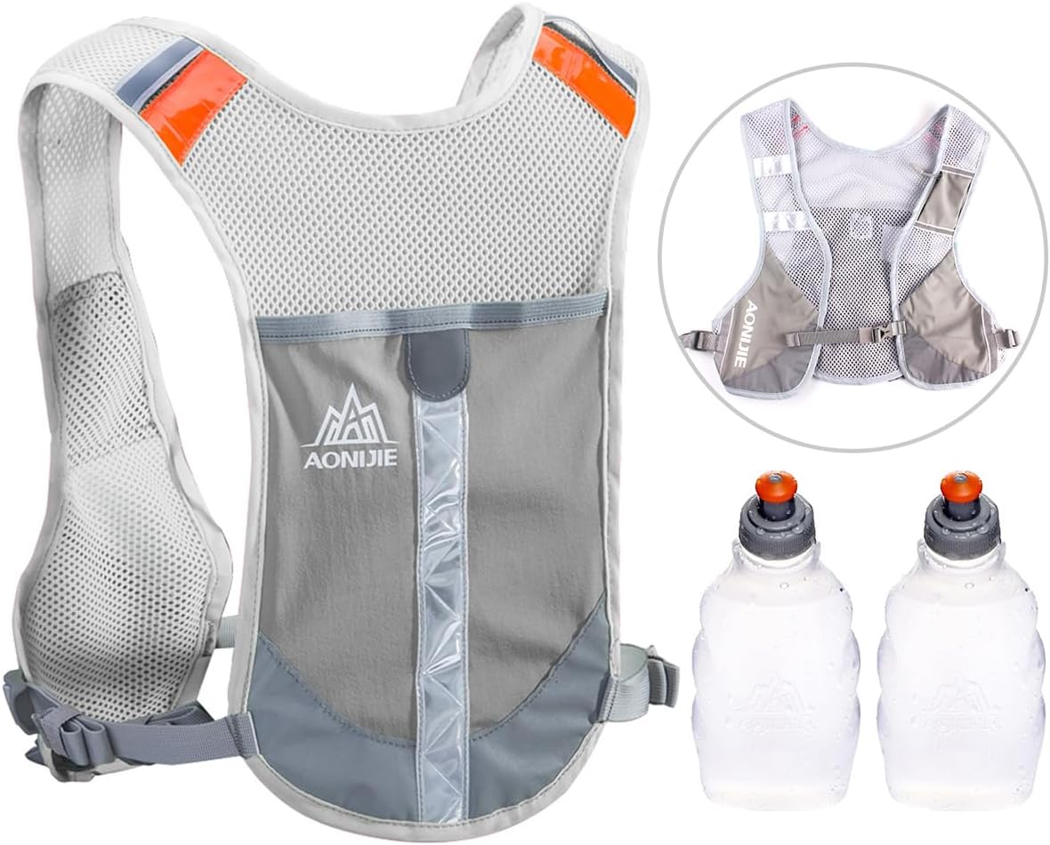 Hydration Pack Backpack, Hydration Vest Trail Marathoner Running Race Hiking Rucksack with 2 Water Bottles