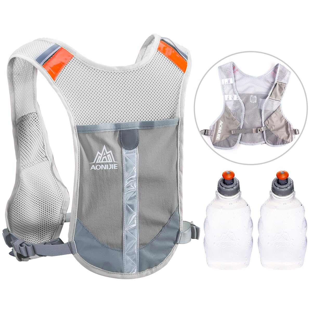 Geila Hydration Pack Backpack, Hydration Vest Trail Marathoner Running Race Hiking Rucksack with 2 Water Bottles