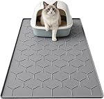 Garoopion Silicone Cat Litter Mat 86x56cm, Easy to Clean, Black | Waterproof Litter Box Mat with Raised Edges Keeps Litter Contained, Protects Floor from Urine, Multi-Use