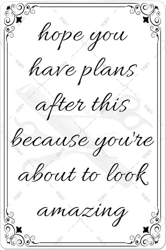 DZQUY Letrero de metal vintage de 12 x 8 pulgadas para peluquería, barbería y spa, decoración de pared rústica, letrero retro de salón de belleza,