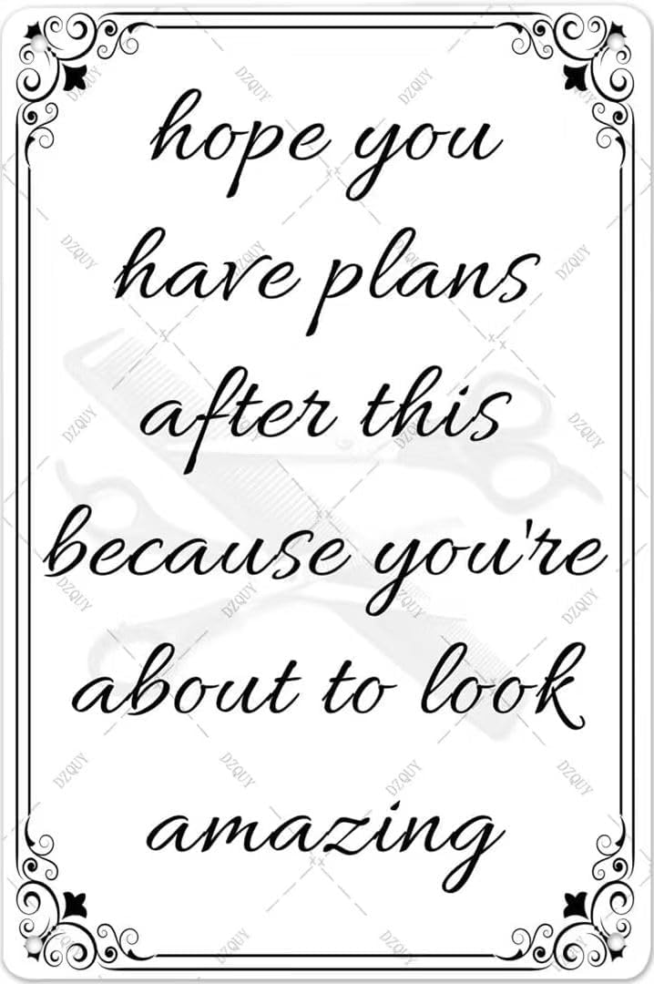 DZQUY 12x8 Inch Vintage Metal Tin Sign for Hair Salon, Barber Shop & Spa - Rustic Wall Decor, Retro Beauty Salon Sign, Gift for Hairdresser, Salon