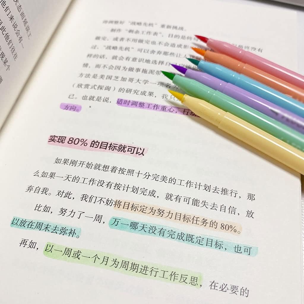 HBJWOV 6PCSブラシペンセットパステルマーカーブラシセットアートカラーハイライター書道学校用品文房具