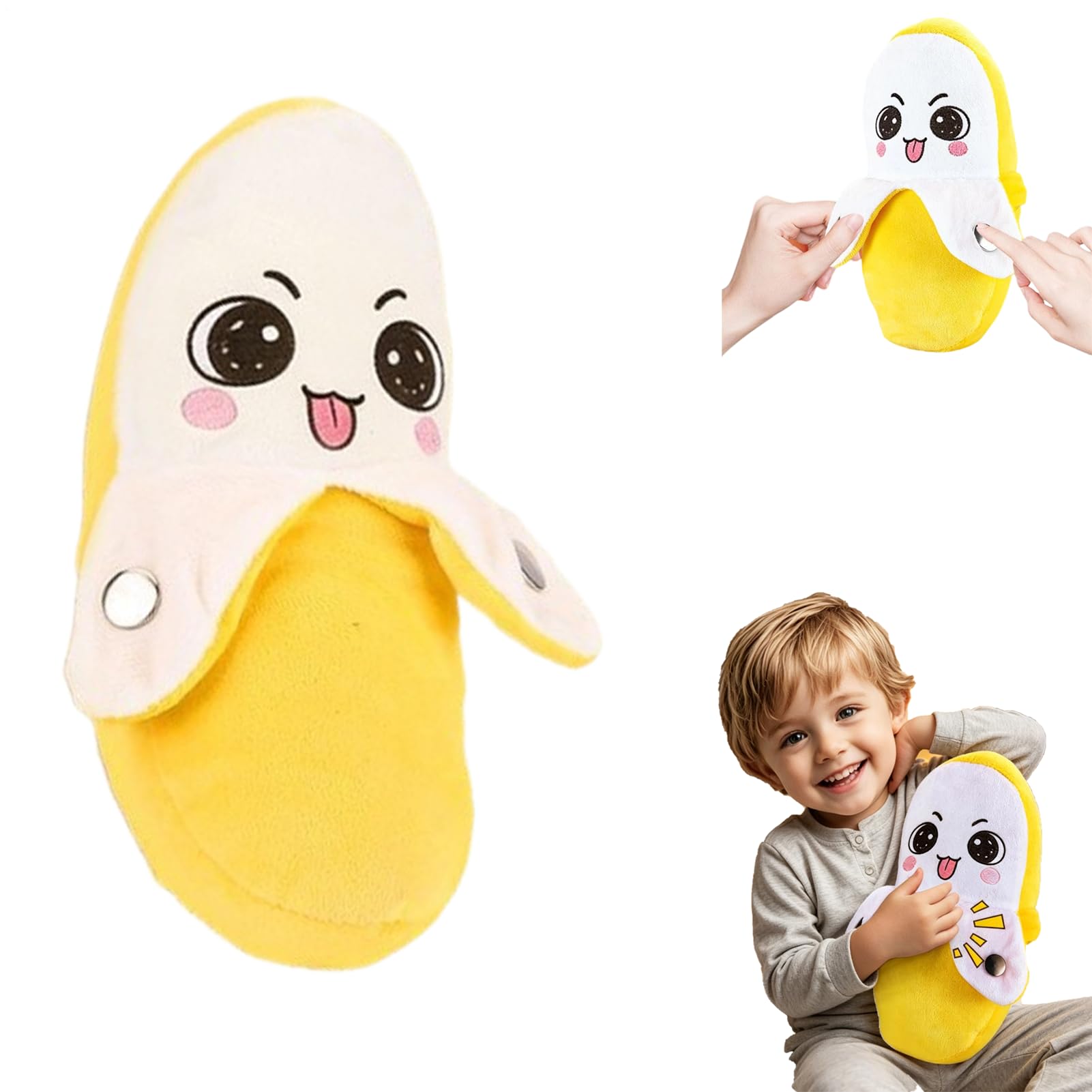 Interactive Music Plush Toy, Banana Plush Musical Sensory Toy, Cute Touch Sensitive Banana Interactive Plushs Toys with Sounds, Soft Learning Educational Electric Induction Interactives Doll (A)