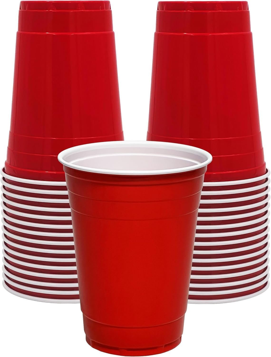 Coreint Plastic Cups 50 Pack 16 OZ BPA Free Durable Red Party Cups 470 ml - Biogradable Glasses for Christmas,Garden,Weddings,Birthday,Annivarsary, Picnics – Reusable & Recyclable Drinking