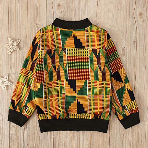 Fall Jacket for Toddler Autumn Dashiki African Coat Toddler Jacket Warm Girl Outwear Boy Kids (Yellow, 3-4 Years)4