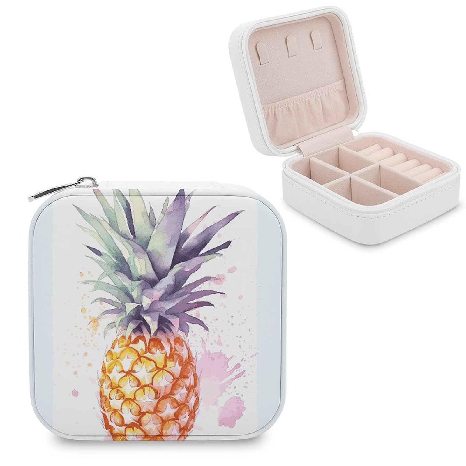 FekiLoot Pineapple Jewelry Box Exquisite Jewelry Organizer Silver Gold Trinket Storage Case Multi Compartments Cute Earrings Ring Necklace Holder For Woman Household Gift