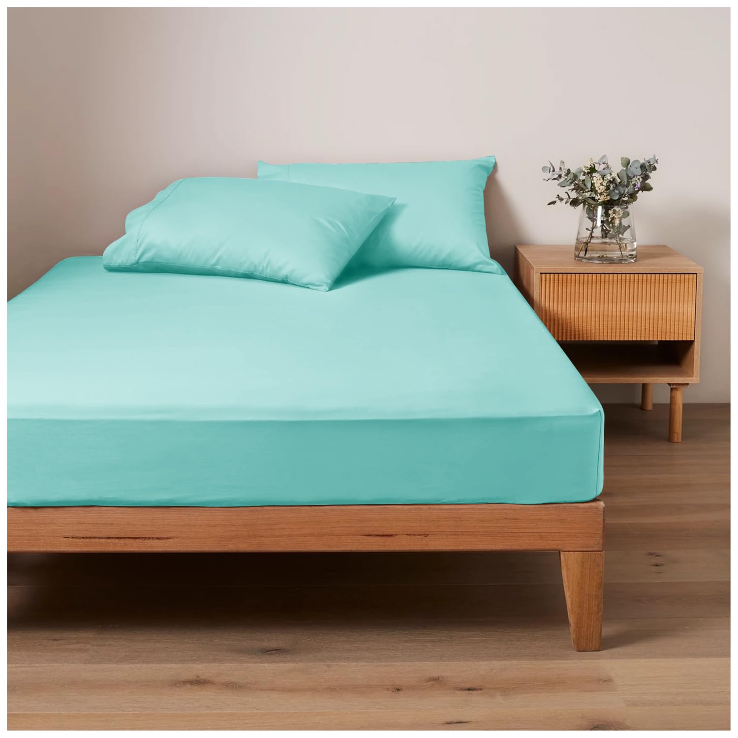 Gc Gaveno Cavailia Aqua Plain Dyed Bed Sheets, Fitted Sheet Small Double 4Ft, Non Iron Polycotton Bedding Bedsheet,