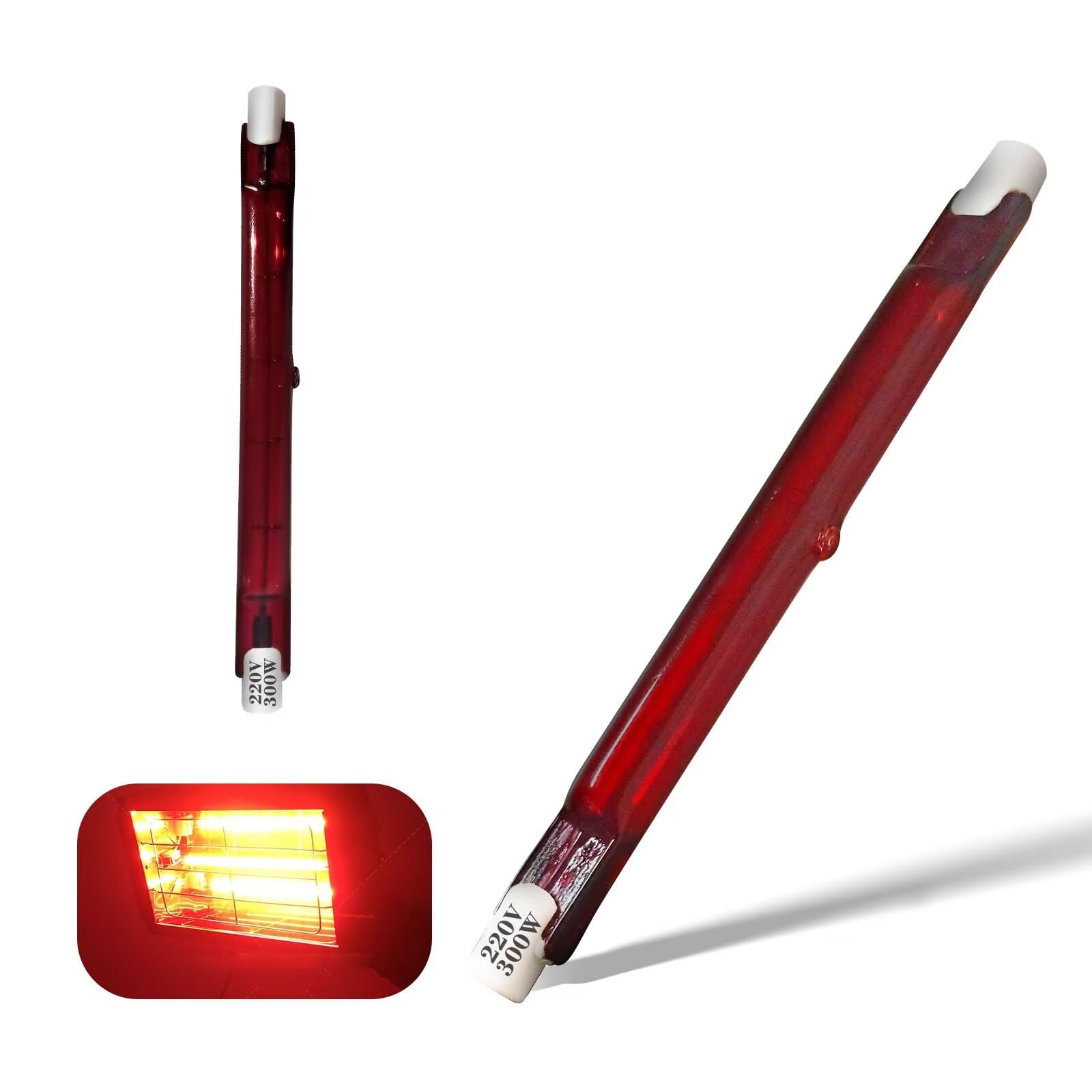 118mm 300W R7S Halogen Bulb, 300lm, R7S J118 Halogen Light Bulb Dimmable, J-Type R7S Linear Lamp Double-Ended Push Fit Infrared Bulbs, 220V Quartz Heat Halogen Tube, 360° Beam Angle, 2 Packs
