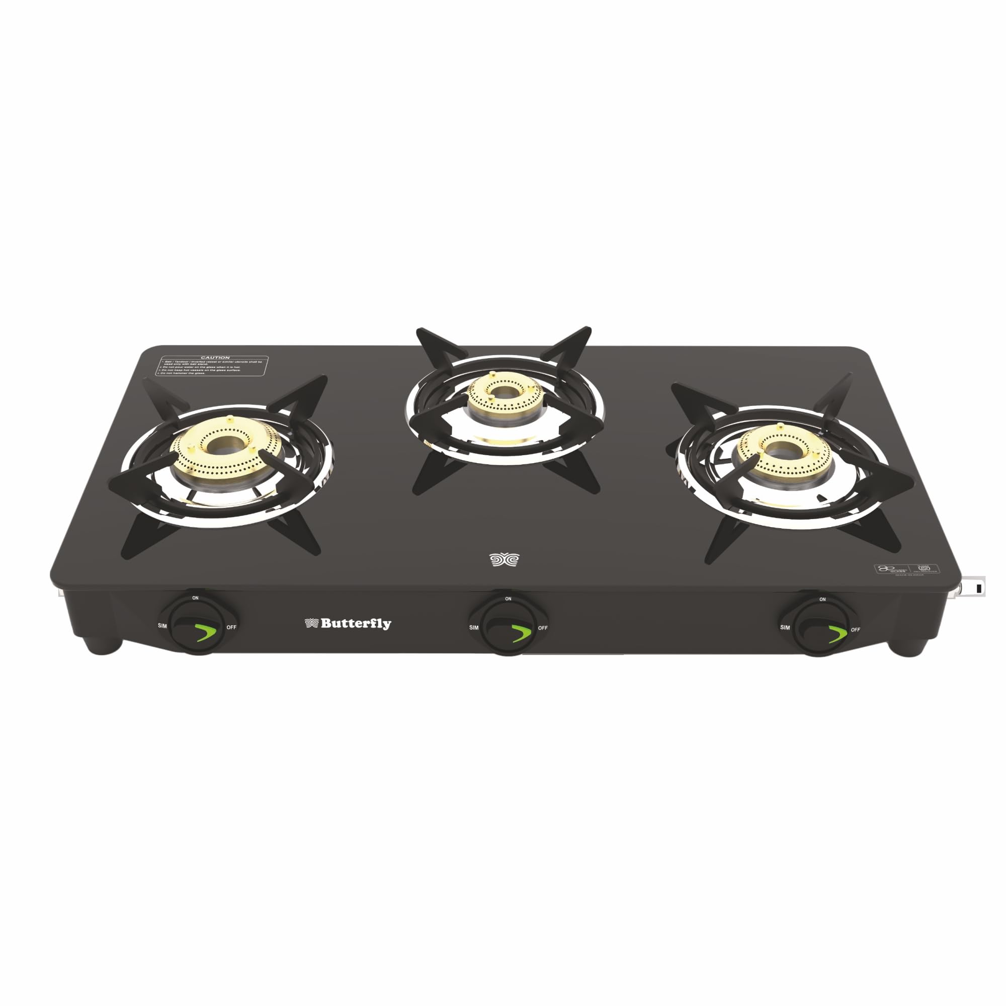 Butterfly Blèu Ray 3 Burner Glass Top Gas Stove | Removable Drip Tray | Brass Burner Gas Stove with Tri‑Flow Jumbo Burner-image-39