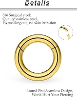 Vista 28 de Ocptiy 6G 8G 12G 14G 16G Anillos de tabique con bisagras Calibradores Túneles Tapones Pendientes Kit de estiramiento de acero quirúrgico con Juego