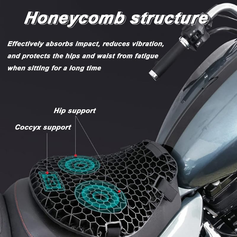 YOFAB Cuscino Sella Moto per BMW F 750 GS 2018-2023, Cuscino di Seduta in Gel Ammortizzatore a Nido d'Ape 3D, Cuscino Sella Moto in Gel Traspirante per Lunghi Viaggi