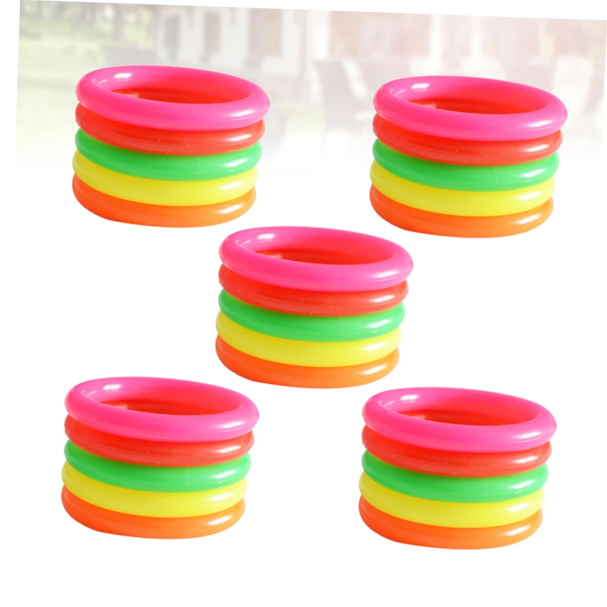 Happyyami 25 Pcs Colorful Toss Circle Rings Inner Diameter Plastic Throwing Rings for Outdoor Games and Eye Hand Coordination Development Random Color