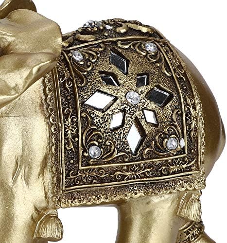 hong Elephant Statue, Large Golden Resin Elegant Elephant Statues Feng Shui Elephant Figurine Crafts Wealth Lucky Ornaments for Home, Office, Gift