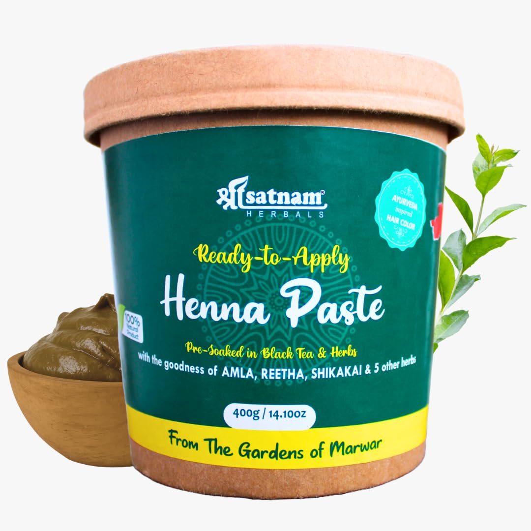 Shree Satnam Herbals Pre-Soaked Ready To Apply Fresh Henna Paste in Black Tea & 9+ Herbs for Hair | 100% Pure Sojat Henna For Rich Naturally Colored Hair | Include Henna Kit - (Pack of 1 x 400g)-picture-19